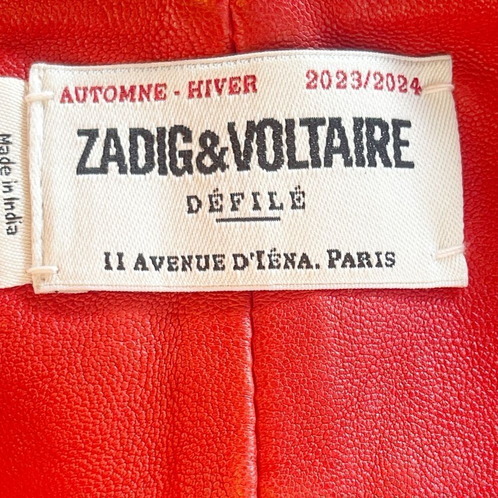 Zadig & Voltaire Junko Cuir biker moto red Leather mini skirt.  Size 40. NWT - Picture 7 of 13